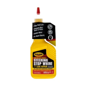 Líquido de dirección asistida Rislone High Mileage Steering Stop Whine con reparación de fugas 4604, 11.8 oz
