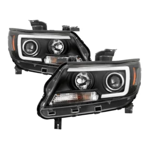 Faros delanteros de proyector Spyder para Chevy Colorado 2015-2017 - Barra de luces LED - Negro